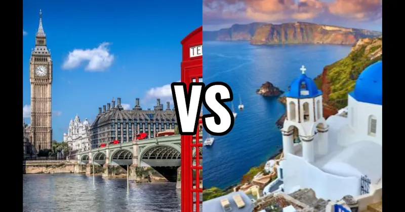 London, England vs. Santorini, Greece