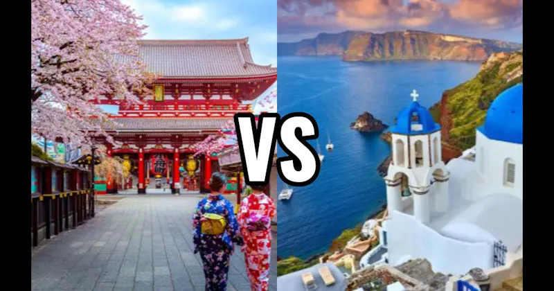 Santorini, Greece vs. Tokyo, Japan