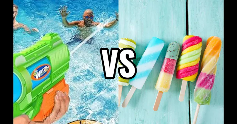 Ice Cream / Popsicle vs. Water Gun / Super Soaker Fight