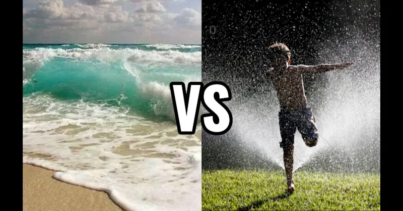 Ocean / Beach Waves vs. Run Through Sprinkler