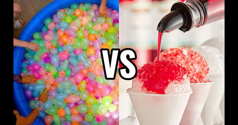 Snow Cone / Shaved Ice vs. Water Balloon Fight