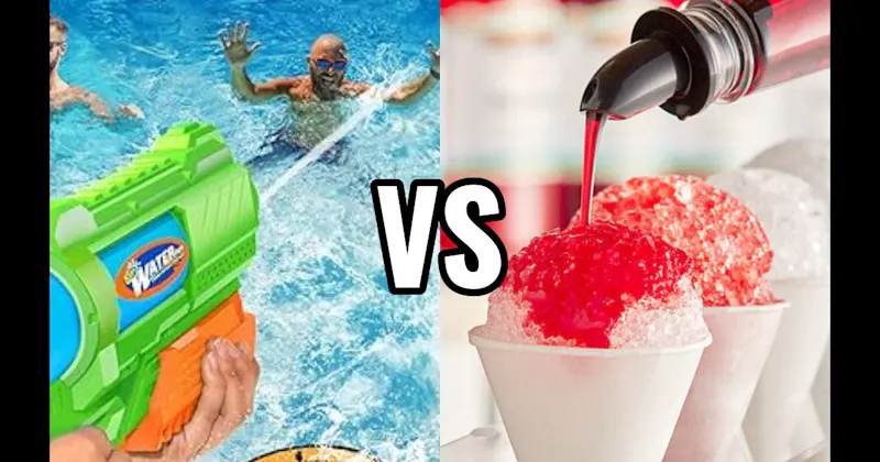 Snow Cone / Shaved Ice vs. Water Gun / Super Soaker Fight