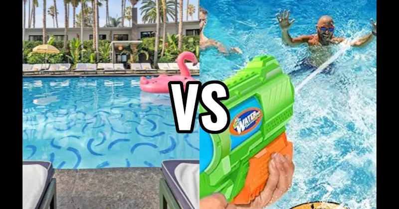 Swimming Pool vs. Water Gun / Super Soaker Fight