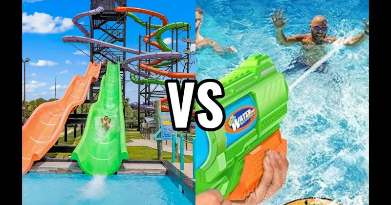 Water Gun / Super Soaker Fight vs. Water Park