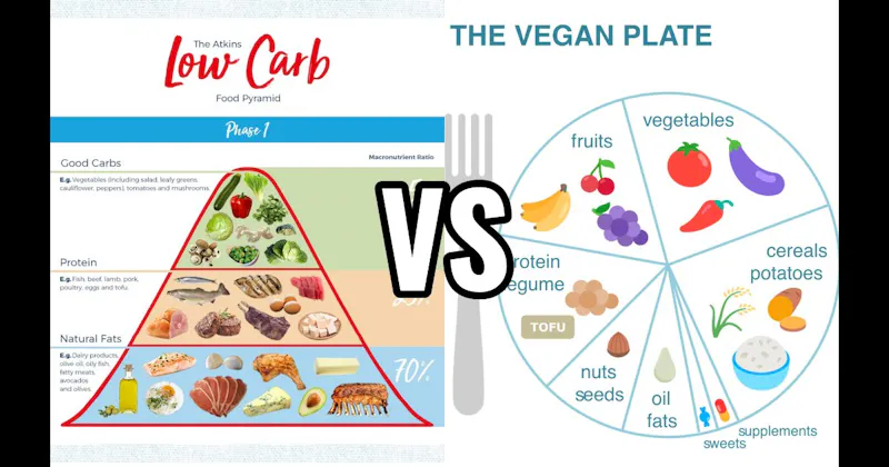 Low-Carb Diet (Atkins, Keto, etc.) vs. Vegan Diet