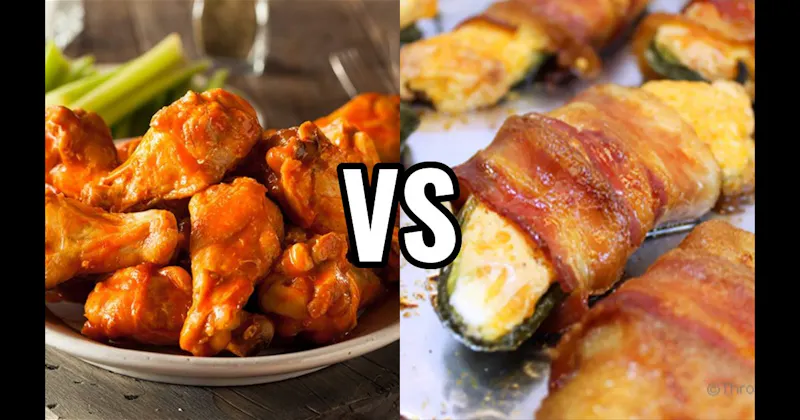 Bacon-Wrapped Jalapeño Poppers vs. Buffalo Wings