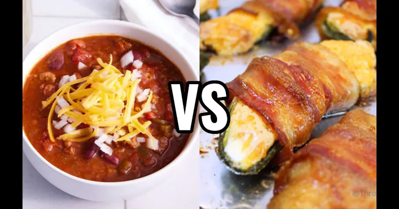 Bacon-Wrapped Jalapeño Poppers vs. Chili
