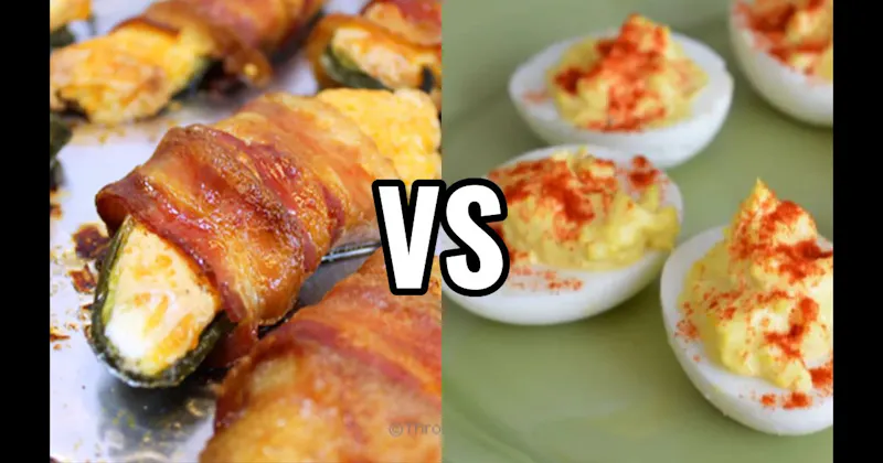 Bacon-Wrapped Jalapeño Poppers vs. Deviled Eggs