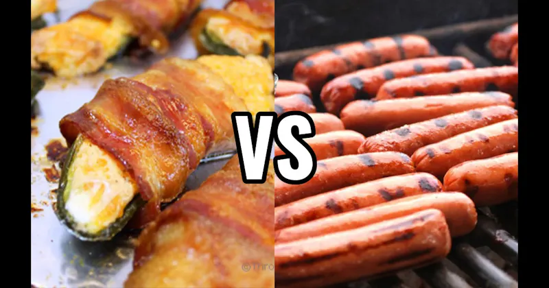 Bacon-Wrapped Jalapeño Poppers vs. Grilled Hot Dogs
