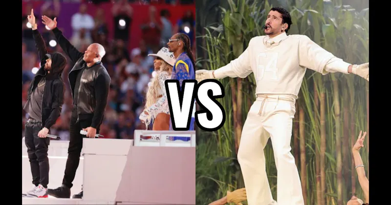 Bad Bunny (2026) vs. Dr. Dre / Snoop / Eminem / Kendrick / Mary J. Blige (2022)