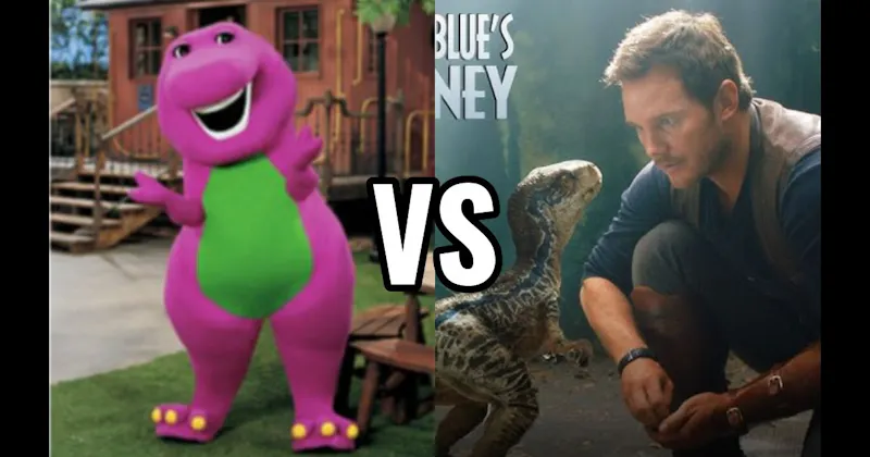 Barney vs. Blue (Jurassic World)