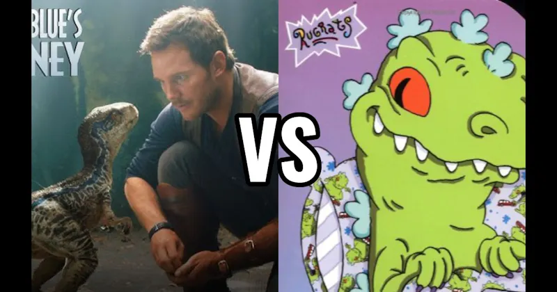 Blue (Jurassic World) vs. Reptar (Rugrats)