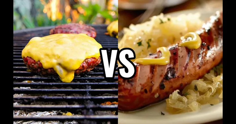 Brats with Sauerkraut & Mustard vs. Grilled Burgers