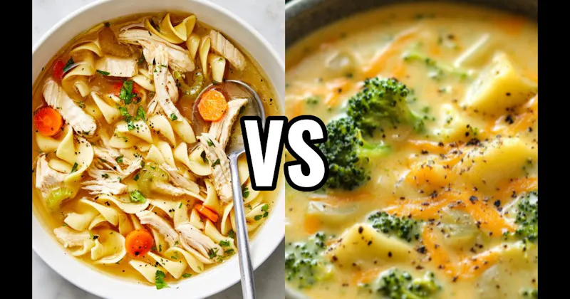 Broccoli Cheddar Soup vs. Chicken Noodle