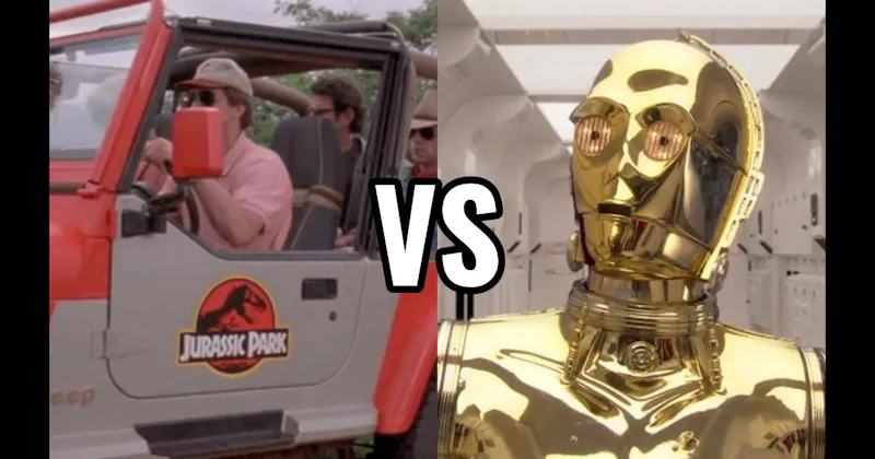 C-3PO (Star Wars) vs. Jurassic Park Jeep