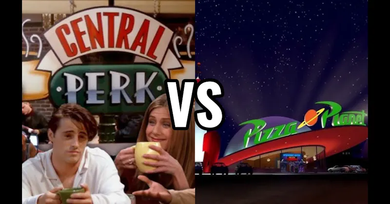 Central Perk vs. Pizza Planet (Toy Story)