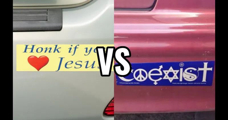 Coexist vs. Honk If You Love Jesus