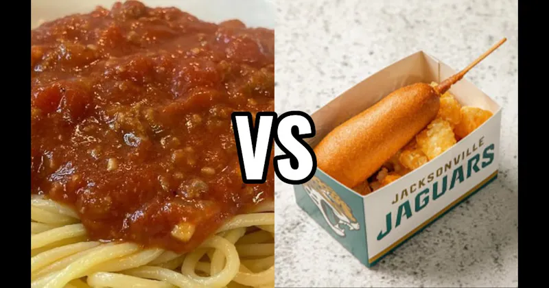 Corn Dog vs. Spaghetti with Meat Sauce