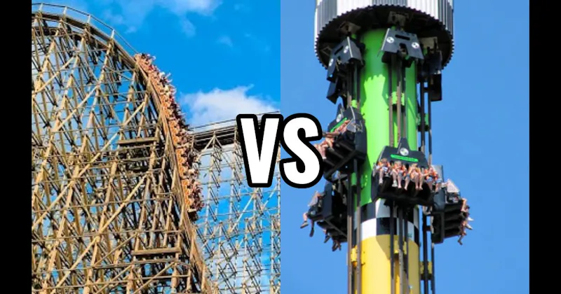 Drop Tower vs. Wooden Roller Coaster