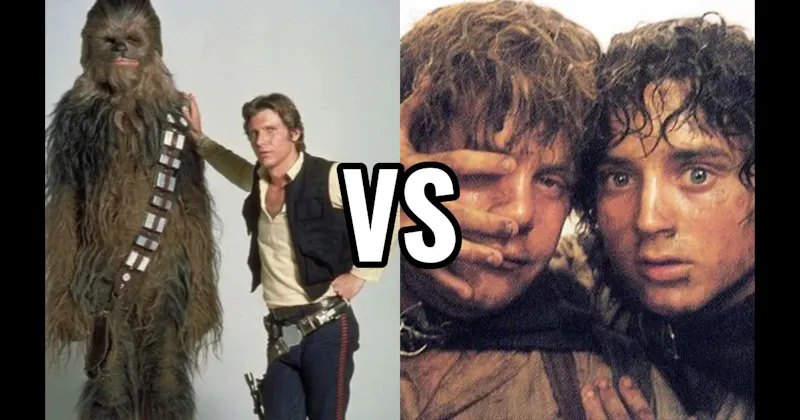 Frodo Baggins & Samwise Gamgee (Lord of the Rings) vs. Han Solo & Chewbacca (Star Wars)