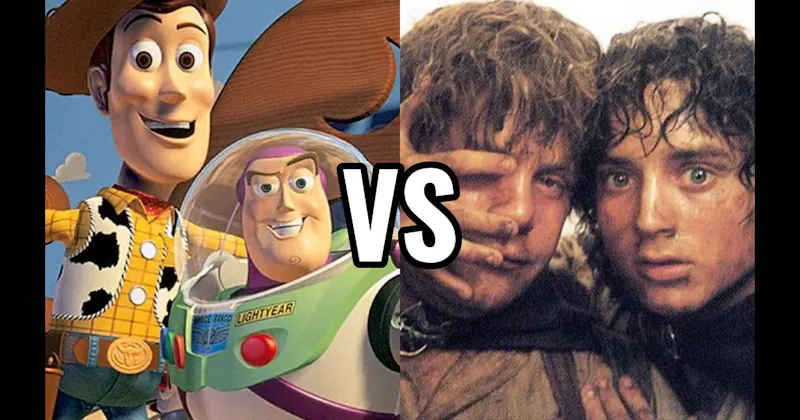 Frodo Baggins & Samwise Gamgee (Lord of the Rings) vs. Woody & Buzz Lightyear (Toy Story)
