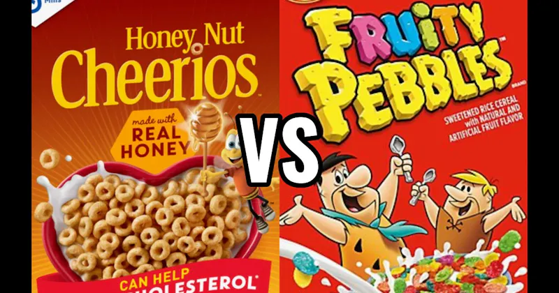 FRUITY PEBBLES vs. HONEY NUT CHEERIOS
