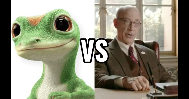 Geico Gecko vs. Professor Burke (Farmers Insurance)