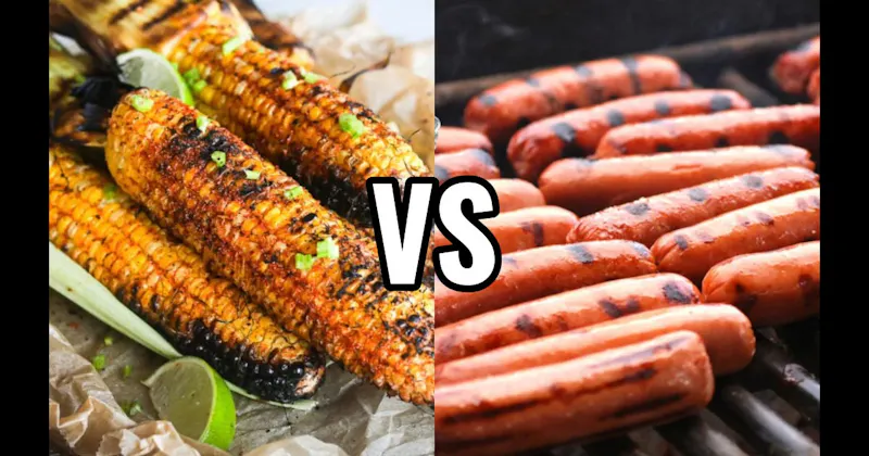 Grilled Corn on the Cob vs. Grilled Hot Dogs