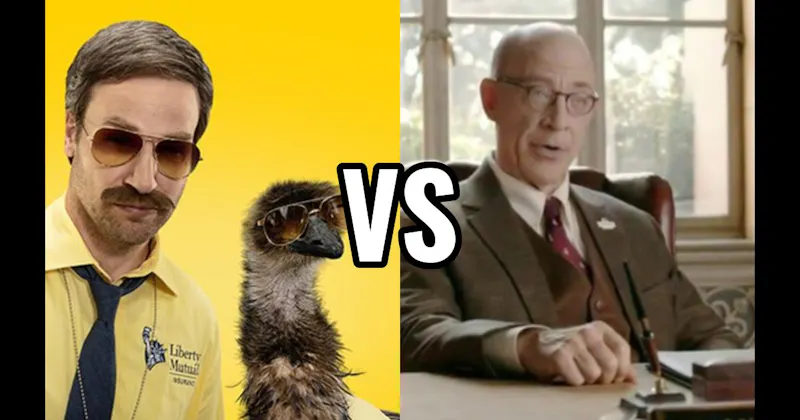 LiMu Emu (Liberty Mutual) vs. Professor Burke (Farmers Insurance)