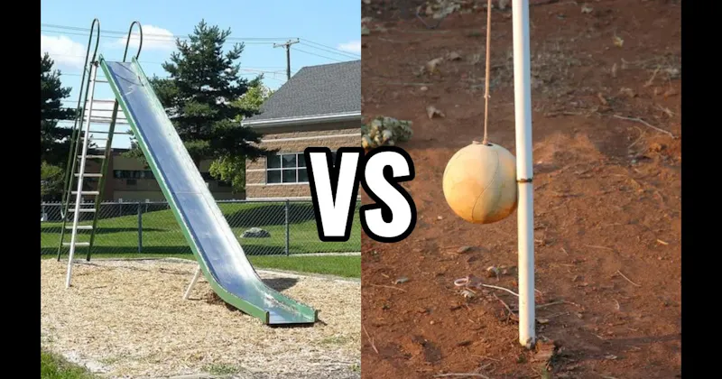 Metal Slide vs. Tetherball