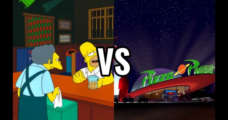 Moe’s Tavern (The Simpsons) vs. Pizza Planet (Toy Story)