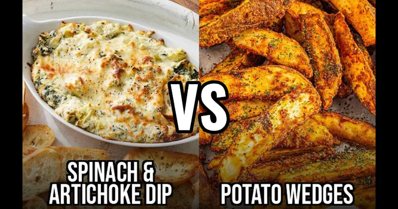 Potato Wedges vs. Spinach Artichoke Dip