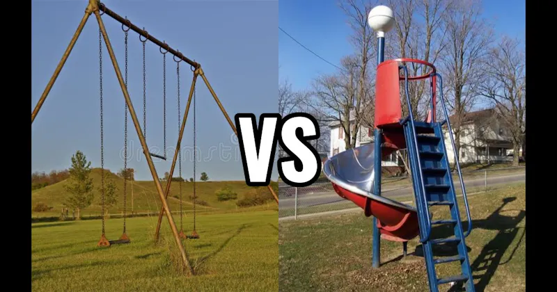 Spiral Slide vs. Swing Set