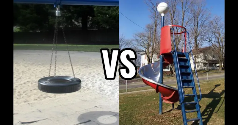 Spiral Slide vs. Tire Swing