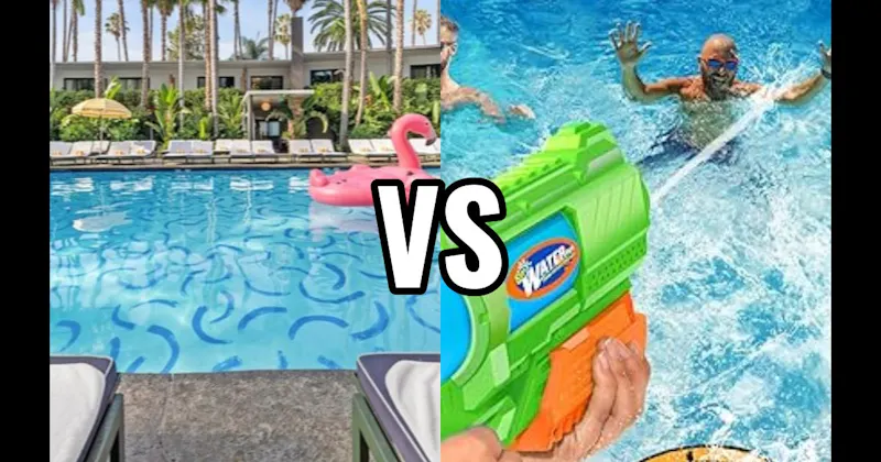Swimming Pool vs. Water Gun / Super Soaker Fight
