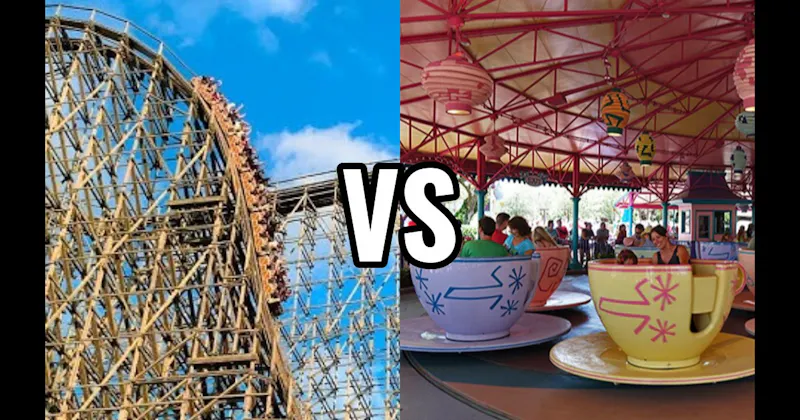 Tea Cups vs. Wooden Roller Coaster