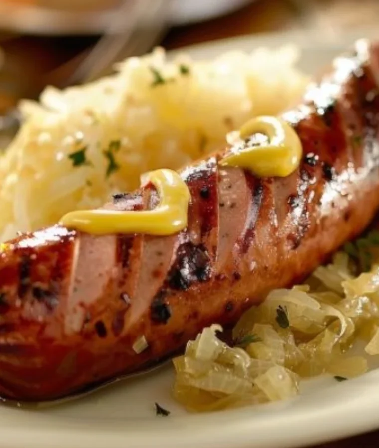 Brats with Sauerkraut & Mustard
